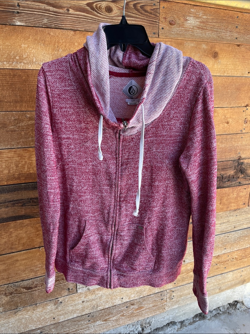 Volcom Heathered Maroon Zip-Up Hoodie